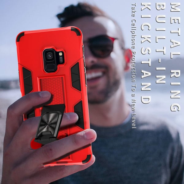 Samsung Galaxy S9 -suojakuori jalustalla, punainen