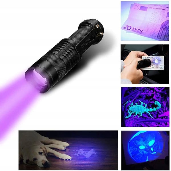 Taktinen LED-taskulamppu Zoom UV-diodi Amber Setelitesteri Kestää