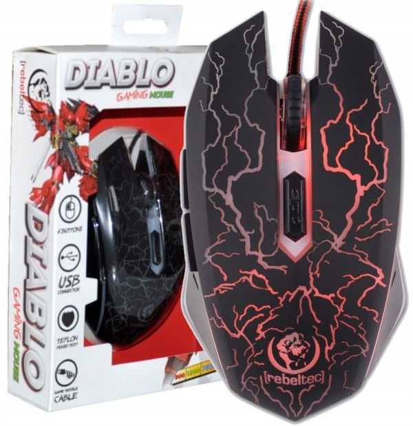 Rebeltec Diablo Optisk Gamingmus med USB-kabel, svart