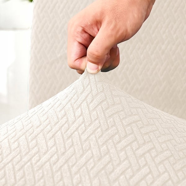 Tuolinpäällinen, luonnonvalkoinen, joustava jacquard-kangas [10-Z1-EC]