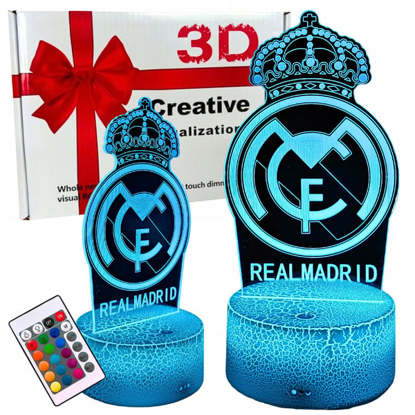 Nattlampa med Real Madrids vapensköld för barn, 16 LED-lampor, 3D + fjärrkontroll Nattlampa med Real Madrids vapensköld för barn, 16 LED-lampor, 3D + fjärrkontroll