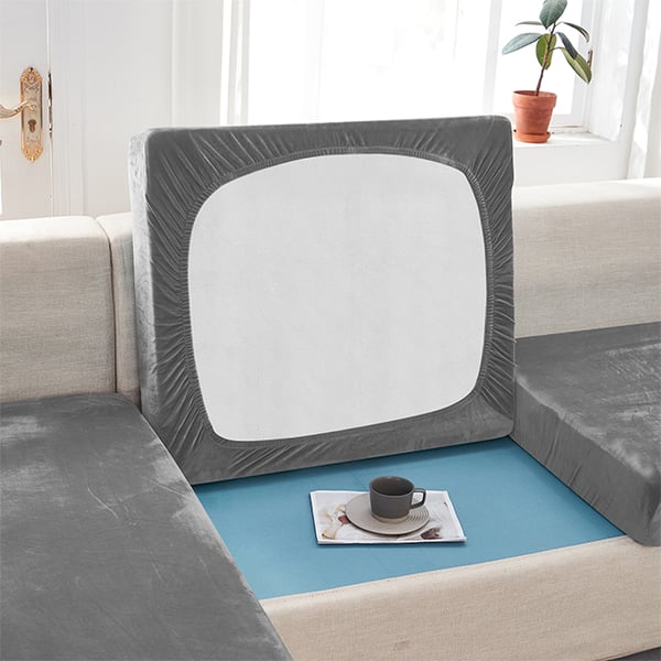 Sofaoverdrag sammet mørkegrå 100-125cm
