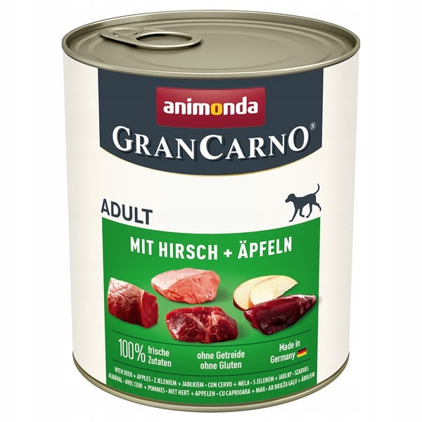 ANIMONDA GranCarno våtfoder för vuxna hundar med hjort och äpple 12 x 800 g