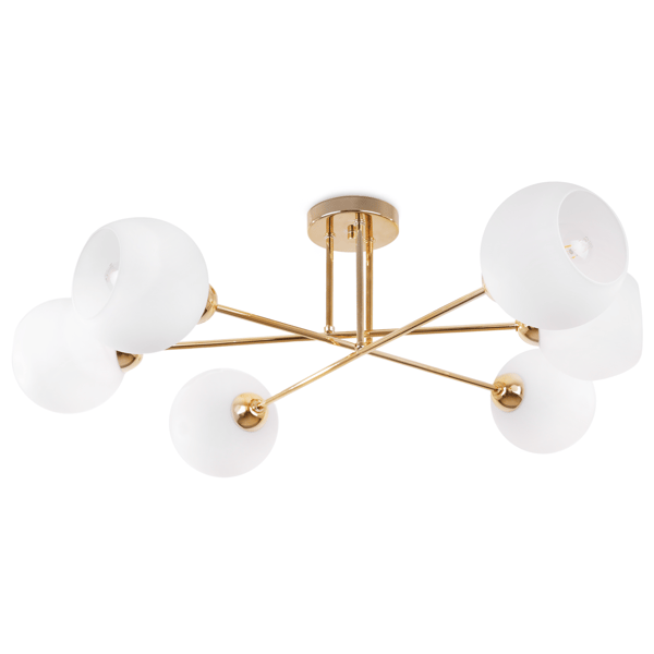ASTURIA GULD LOFTLAMPE 6 FLAD HVID LAMPESKÆRME E27