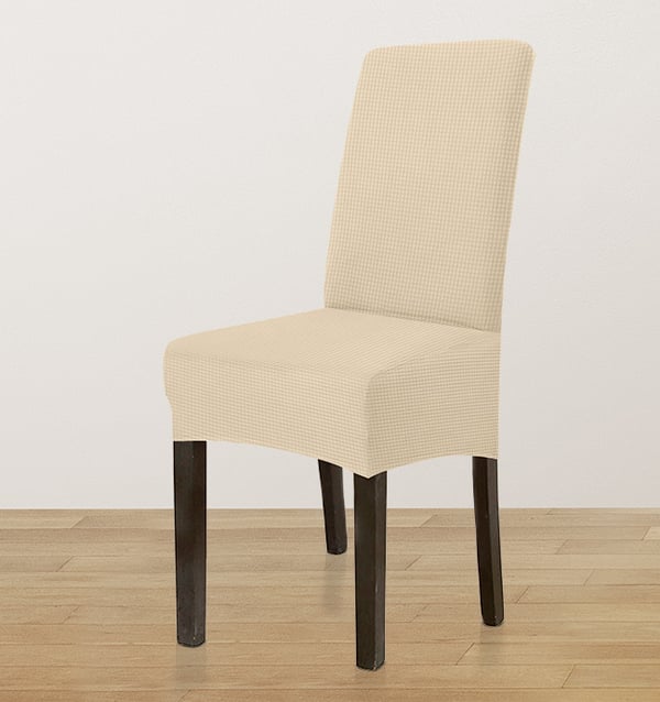 KLÆDSEL stol TJOCK JACQUARD CRÈME størrelse L stor høj ryglæn 70cm