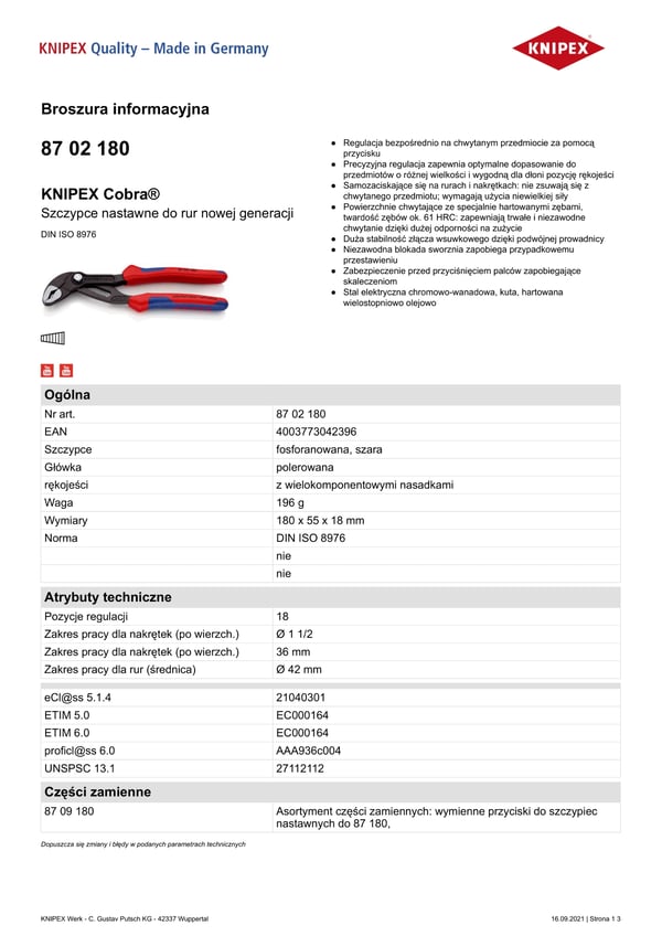 COBRA-PUTKIPIHDIT 180 MM - KN 87 02 180