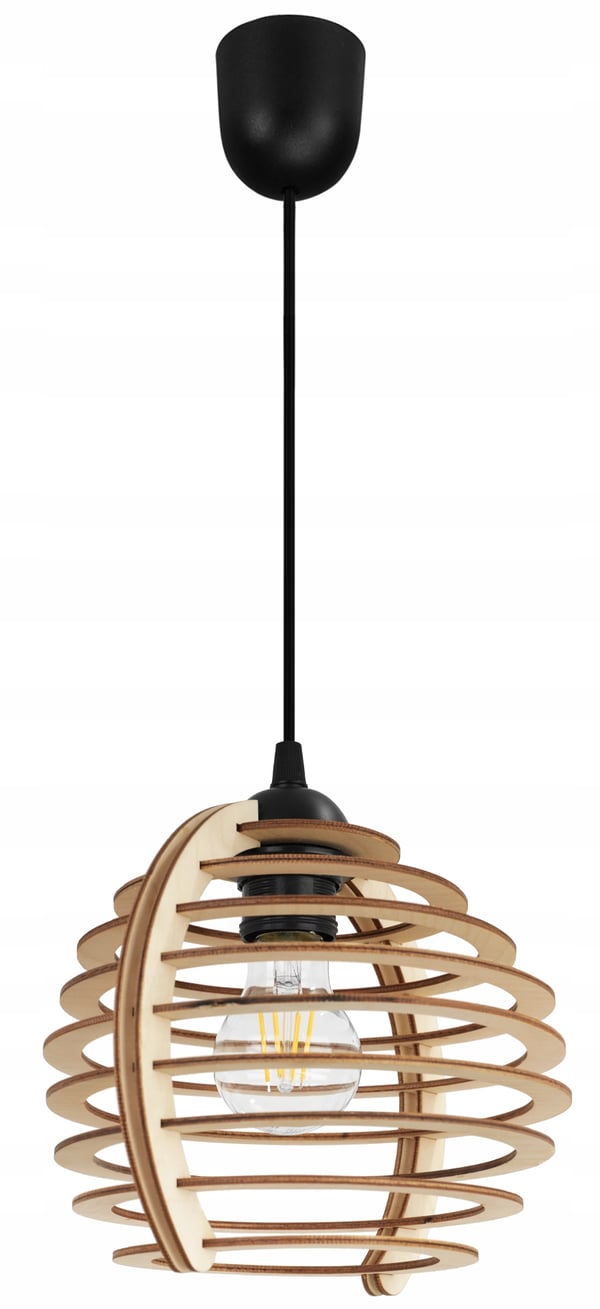 Hængende lampe, loftslysekrone, træ, LED lampeskærm