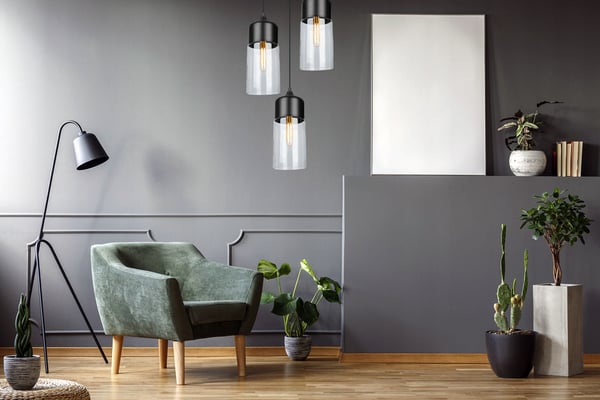 HÆNGENDE LOFTSLAMPE, GLASPLAFON, LED-LAMPE