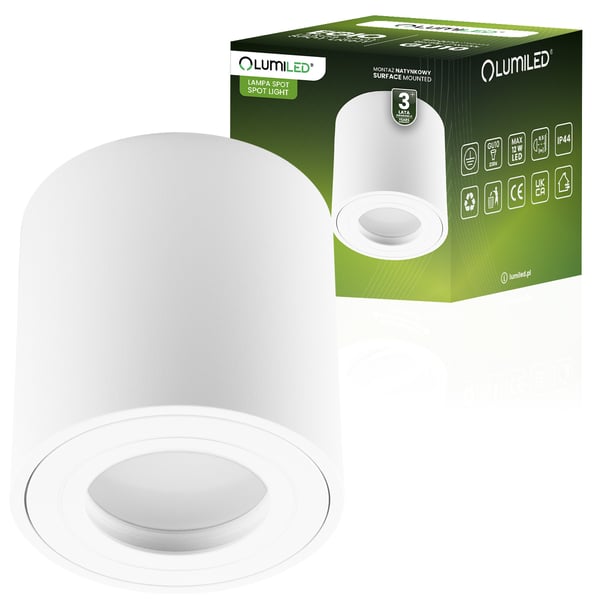 Pinta-asennettava halogeenilamppu GU10 LUMILED, säädettävä, pyöreä, valkoinen, 83 mm