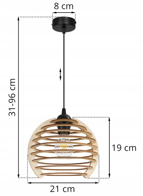 Hængende lampe, loftslysekrone, træ, LED lampeskærm