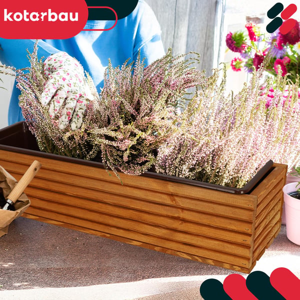 Kotarbau® Kukkaruukkulaatikko Puinen puutarhan istutuslaatikko terassille ja sisäkkeellä Tammi 64 x 20 CM