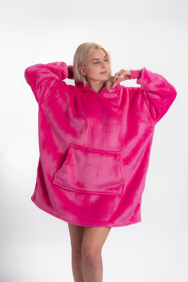 Tæppe sweatshirt tyk tæppe hættetrøje 2-i-1 pink oversize fødselsdagsgave