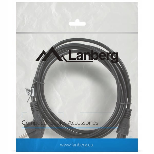 Lanberg CEE 7/7 -> IEC 320 C5 notebook strømkabel (glimmer) 3m VDE sort