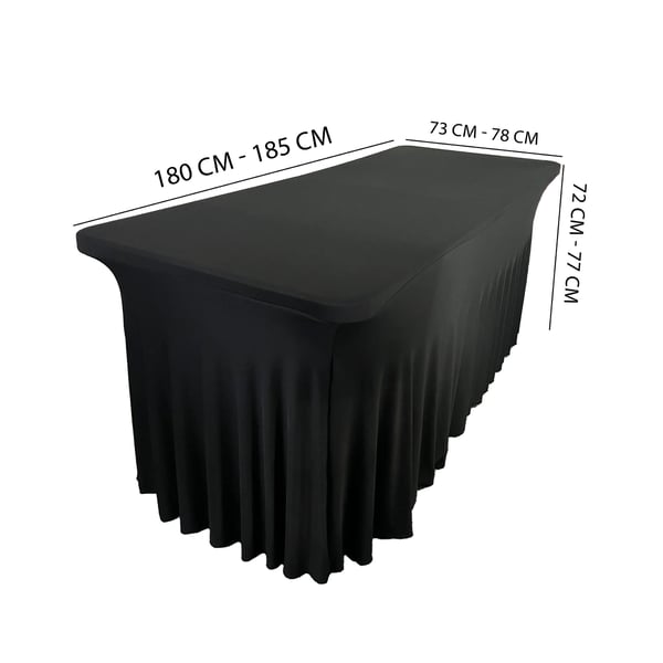 Klädda bankettafsløringsmandskab sort sokkel volang 180x76 cm