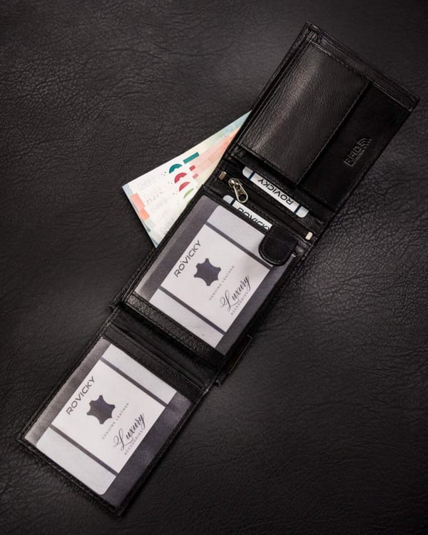Herrplånbok i läder RM-02-BDF-BL-9977 Svart