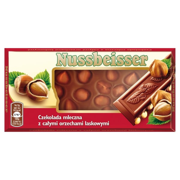 Nussbeisser Mjölkchoklad med hela hasselnötter 100 g