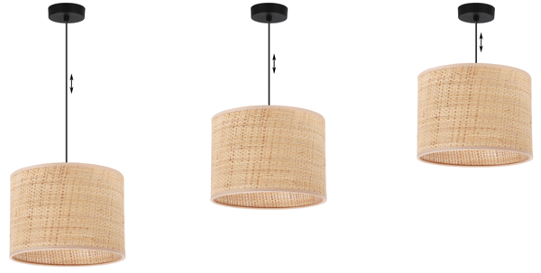 RATTAN HÆNGELAMPE SORT 1 FLAD RATTAN LAMPESKÆRM 20CM