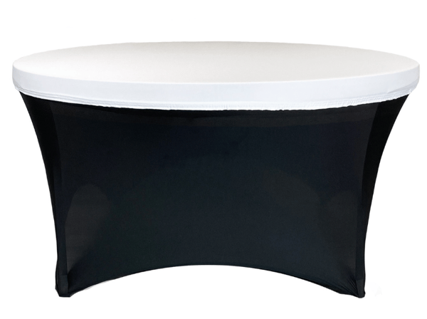 Elastisk duk, överlägg, vit toppning för runda bord 180 cm diameter