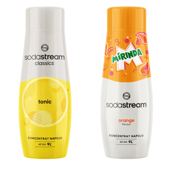 2x Sodastream Tonic -siirappia + Mirinda-mehutiivistettä veden kyllästämiseen