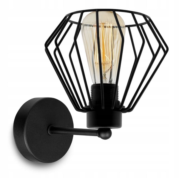 ELEGANT RETRO VÆGLAMPE MED TRÅD SORT LOFT