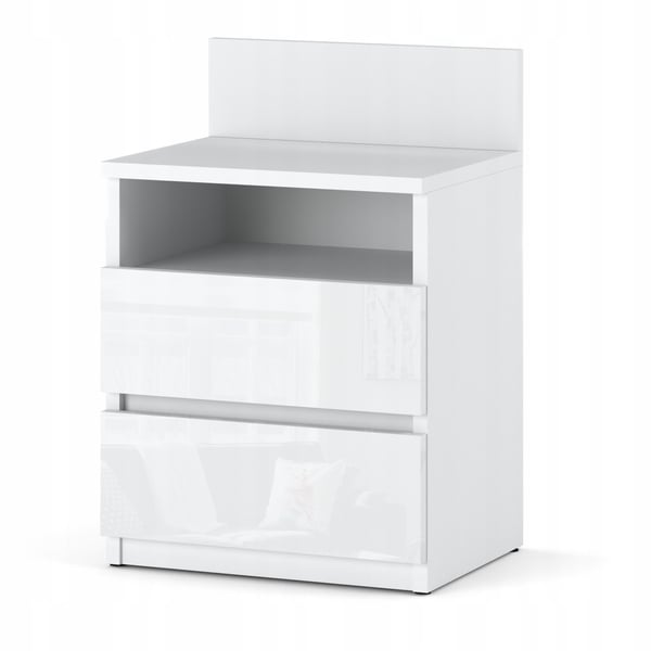 Natbord Hvidglans Natbord 40cm 2S Hylde Loft Soveværelsesmøbel