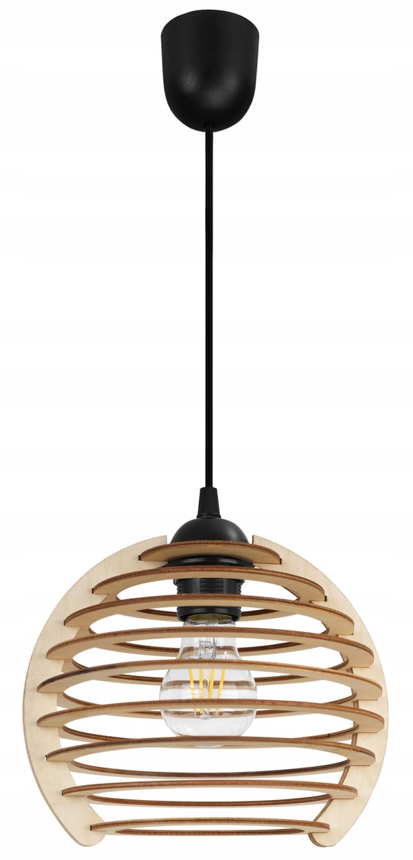 Hængende lampe, loftslysekrone, træ, LED lampeskærm
