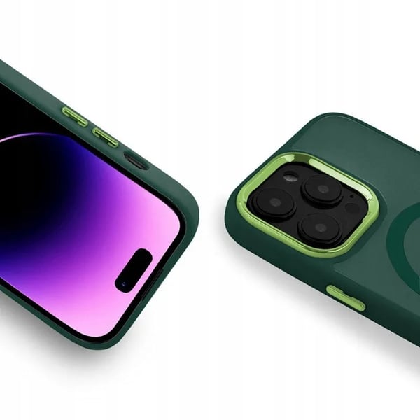 ETUI TIL iPhone 15 PRO MAGSAFE MAGMAT FORSTÆRKET GRØNT ETUI + GLAS