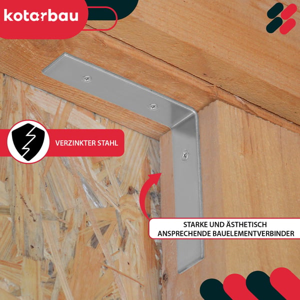 Kotarbau® Kirvesmiehen kulmaliitin ruostumatonta terästä sinkittyä 80 x 80 x 20 mm 25 kpl:n sarja