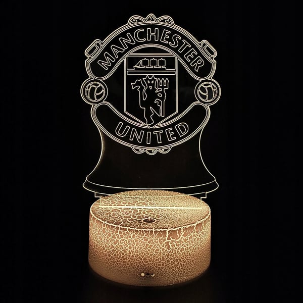Manchester Uniteds vapensköld nattlampa för barn 16 LED 3D + fjärrkontroll