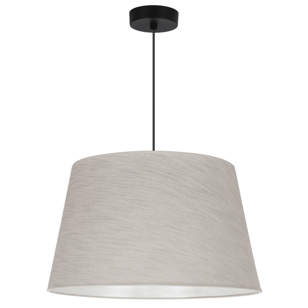 Hængelampe, linnedkegle, sort, 1 flad, lys beige lampeskærm, L02 44cm