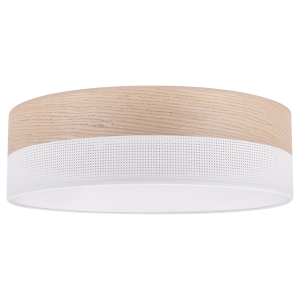 Loftlampe i træplexi, hvid, 50 cm, klassisk eg