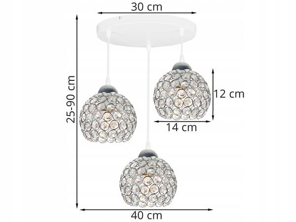 Kromhængende lampe med LED-krystal til loftet