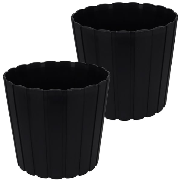 Plastik urtepotte til blomster og krydderurter på altanen eller terrassen, antracit, 29 cm, 2 stk.