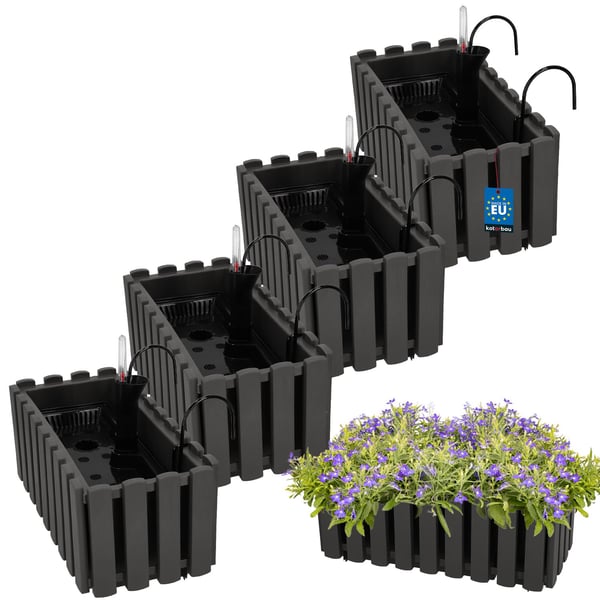 Blomkruka balkonglåda för balustrader terrassblommor grå 40 cm 4 st