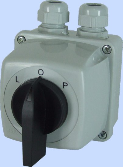 Nokkakytkin L-0-P 3P 16A IP44 kaari E16-43 kotelossa - E261CY-ED020