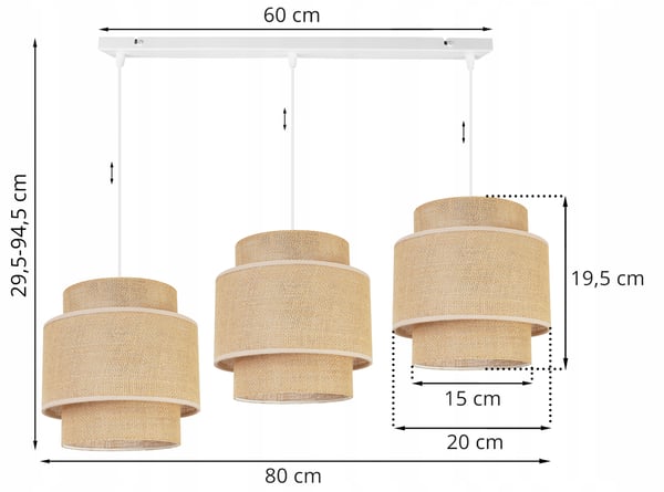 Hængende lampe, loftslysekrone, lampeskærm, boho juta