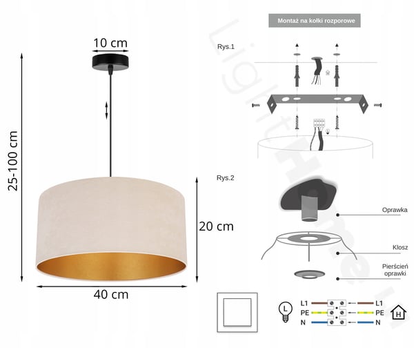 HÆNGENDE LAMPE LOFTSKRONE GYLDEN FLØJLSSKÆRM