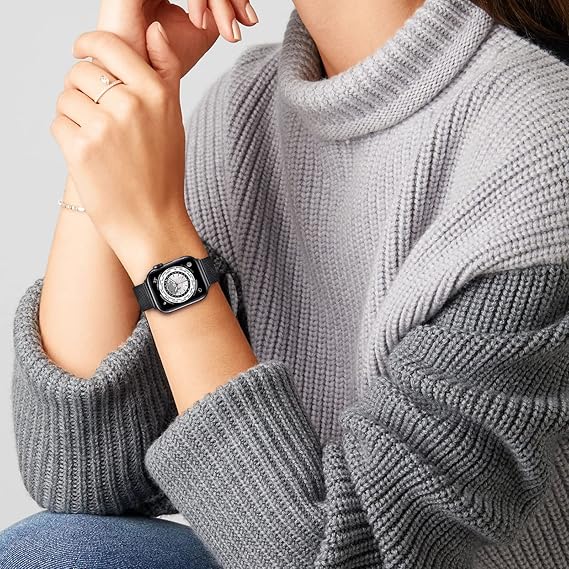 Apple Watch -ranneke 1/2/3/4/5/6/7/8/9/SE 38/40/41 mm Musta Teräs