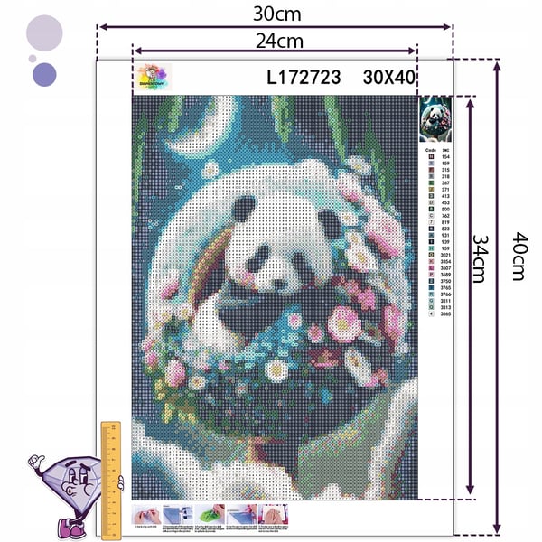 Ob_L_22 diamantmaling 30x40 dyr panda