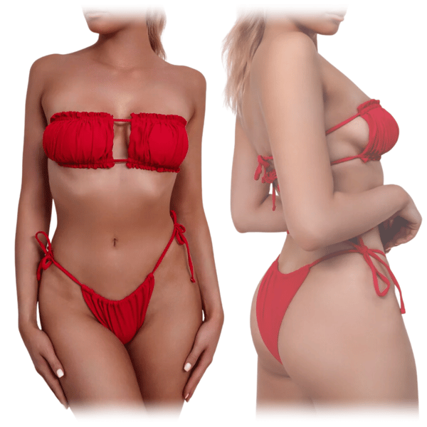 Badedragt, mini bikini, g-streng, tanga, shaping, L Badedragt, rød, damebikini, g-streng, tanga, shaping, L