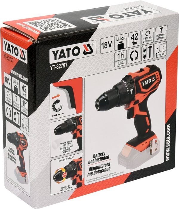 18V BØRSTELØS SLAGSKRUER UDEN BATTERI - YT-82797