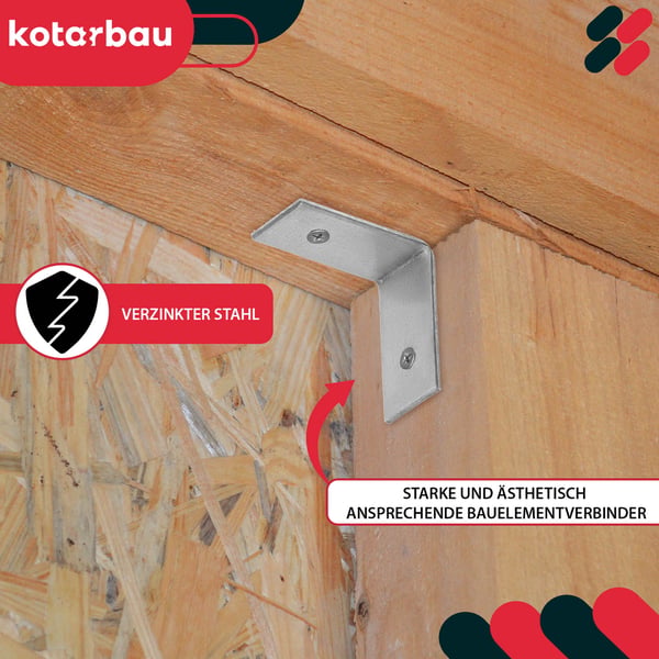 Kotarbau® Kirvesmiehen kulmaliitin ruostumatonta terästä sinkittyä 30 x 30 x 15 mm 100 kpl:n sarja