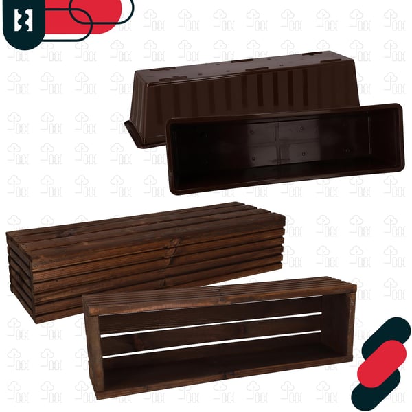 KOTARBAU® Træhavekasse til Terrasse med Indsats Brun 64 x 20 CM