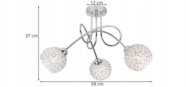 LOFTSLAMPE HÆNGELYSEKRONE KRYSTAL KROM LED