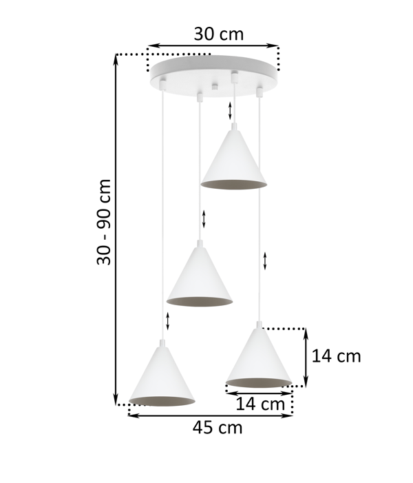 SOHO HÆNGELAMPE HVID 4-FAD 14CM E14