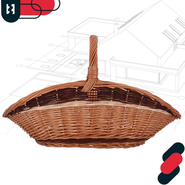 Brændekurv med flettet håndtag