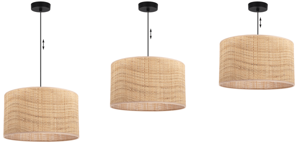 RATTAN HÆNGELAMPE SORT 1 FLAD RATTAN LAMPESKÆRM 35CM