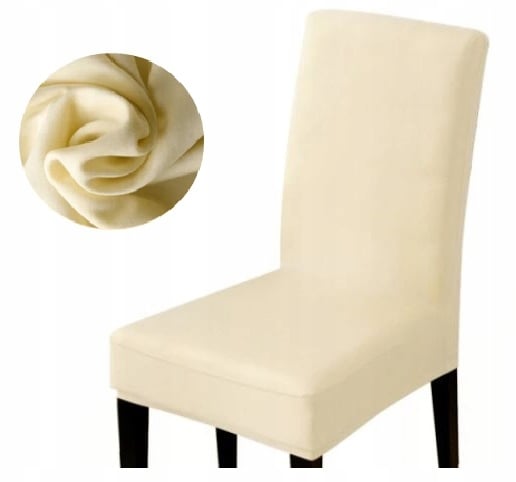 Beige luonnonvalkoinen tuolinpäällinen, sileä, joustava