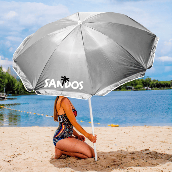 Strandparasoll med UV-filter - grå