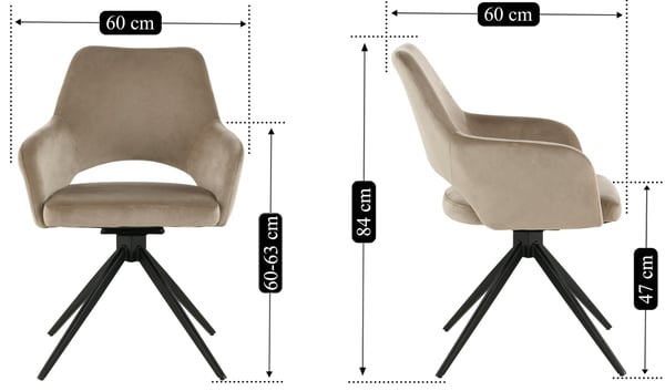 ERIM sammet beige svängbar stol
